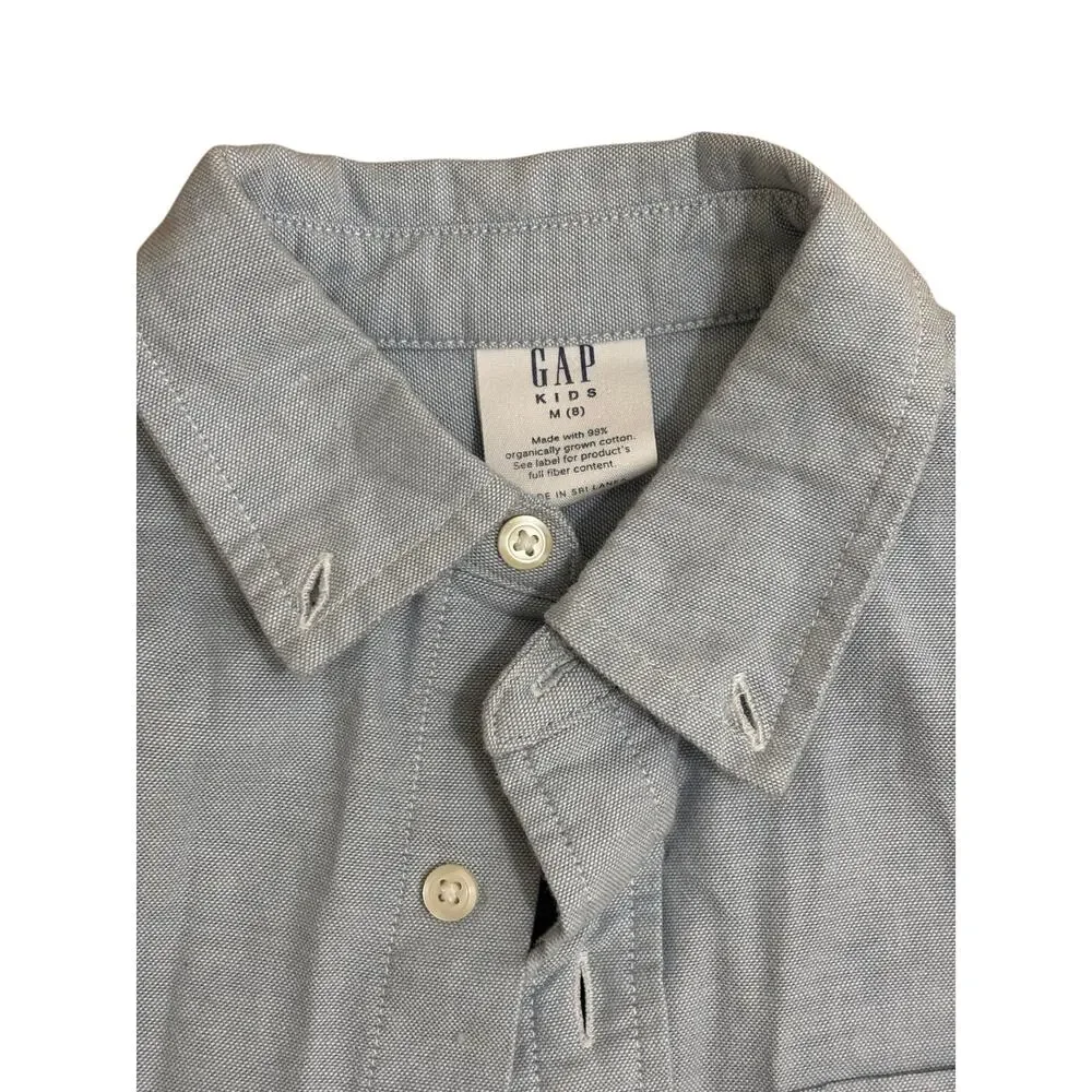 Gap Kids Oxford Button Down Shirt Blue Long Sleeve Cotton Boys Size M 8
